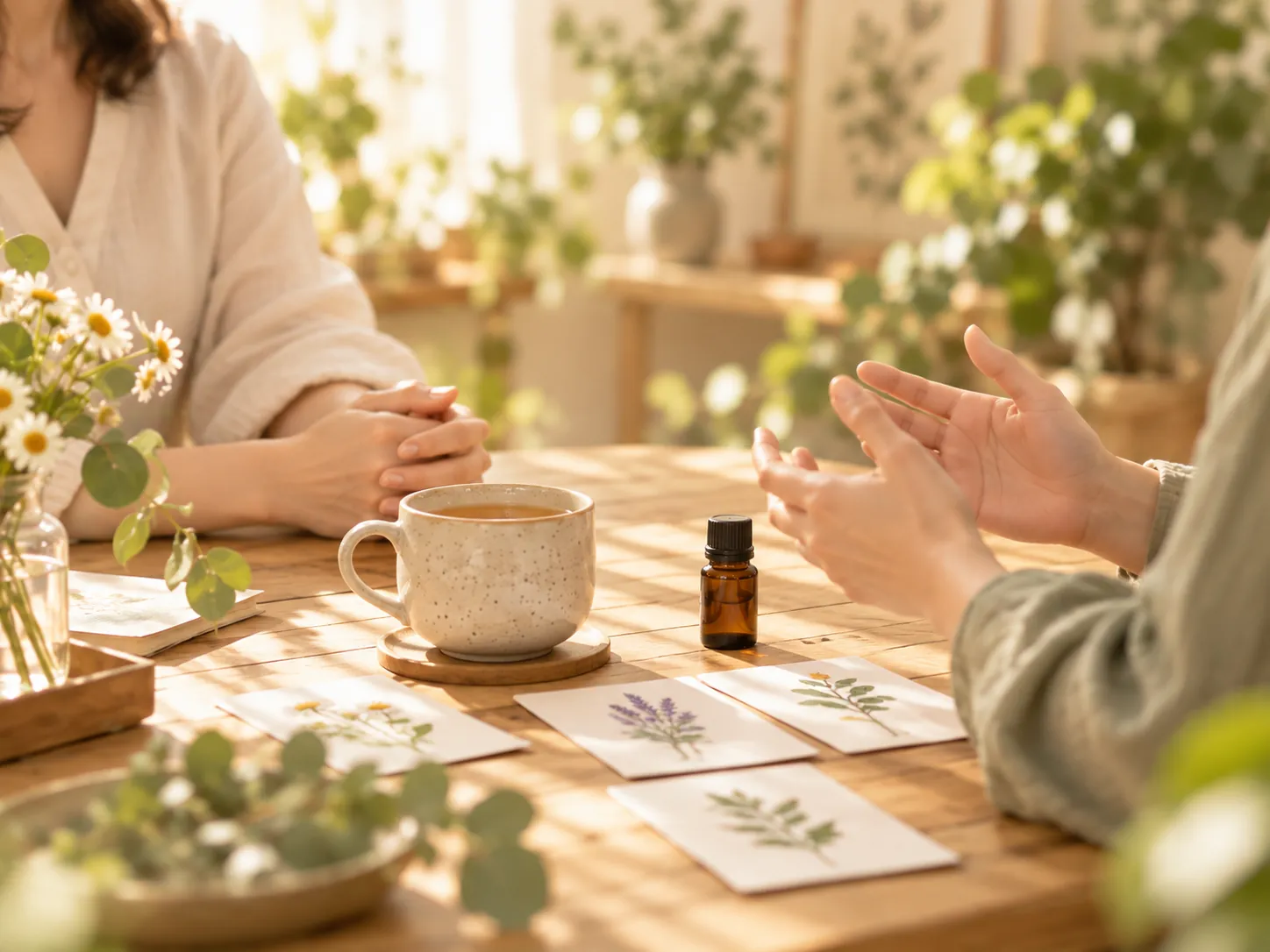 在植物环绕的空间里,专注倾听与陪伴